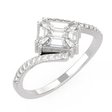 TR036-Piecut diamond ring/ Mirage emerald illusion wedding ring