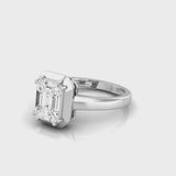 TR037-  Diamond ring  / 18k Emerald Cut Illusion Setting Diamond / Step cut mosaic Pie cut diamond