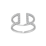 Delicate Ring with Petite Minimalist Diamond Beaded Bar for Wedding
