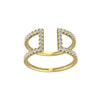 Delicate Ring with Petite Minimalist Diamond Beaded Bar for Wedding 
