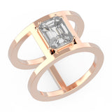 TR058-Mirage diamond ring Rail band- 4 ct face up