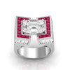 Exquisite Step Cut Mosaic Pie Cut Diamond Ring