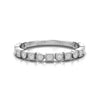 TR068 - Alternate round and square combo beaded with bezel set diamond stackable wedding band
