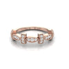 TR072 - 18k Gold Stackable Ring with Beaded Marquise and Diamond Cross Design

