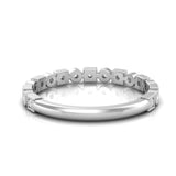 TR068 - Alternate round and square combo beaded with bezel set diamond stackable wedding band