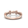 TR072 - 18k Gold Stackable Ring with Beaded Marquise and Diamond Cross Design
