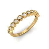 TR073 - Ring with 11 stone petite minimalist diamond beaded bar wedding band