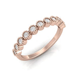 TR073 - Ring with 11 stone petite minimalist diamond beaded bar wedding band