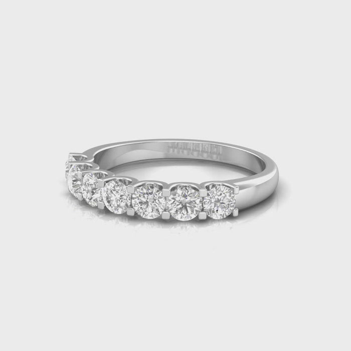 TR069 - Chic 7-Stone Stackable Diamond Wedding Ring with Elegant Claw Setting
