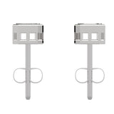 Bezel Set Diamond Ear Studs with Emerald Cut Piecut Design