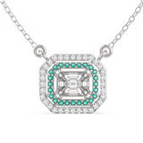 Chic TNK015 Diamond Necklace with Emerald Cut Illusion Pendant 