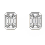 Elegant TE012 Piecut Diamond Earrings - Step Cut Emerald Design