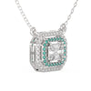 TNK015 Diamond Necklace Featuring Emerald Cut Illusion for Women and Girls