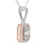 Sparkling Diamond Pendant Necklace Featuring Emerald Cut Illusion Setting for Girls