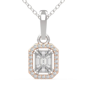 Step Cut Mosaic Pie Cut Diamond Necklace for Girls and Women