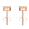 TE012 Bezel Set Diamond Ear Studs - Step Cut Emerald Piecut Earring
