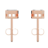 TE012 Bezel Set Diamond Ear Studs - Step Cut Emerald Piecut Earring