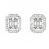 TE013 - Emerald Cut Illusion Diamond Earrings in 18k Gold for Women