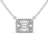 TNK012 Emerald Cut Illusion Diamond Necklace