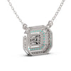 TNK015 - Refined Diamond Pendant Necklace with Emerald Cut Illusion for Women and Girls