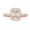 TR016 - Radiant 18k Emerald Cut Illusion Ring