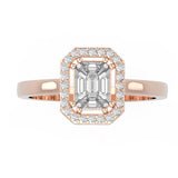 TR016 - Radiant 18k Emerald Cut Illusion Ring