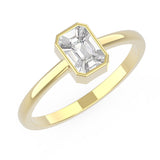 TR019 - Exquisite 18k Diamond Ring Featuring Emerald Cut Illusion and Step Cut Pie Cut Design