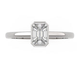 TR019 - Radiant 18k Emerald Cut Illusion Setting Ring