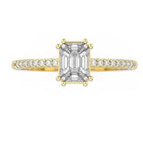 TR020 - Glamorous 18k Emerald Cut Illusion Diamond Ring