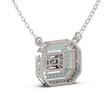 Timeless TNK015 Diamond Necklace: Step Cut Mosaic Pie Cut Diamond Pendant for Women and Girls

