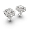 Women’s 18k Pie Cut Diamond Studs - TE013 Emerald Cut Illusion Setting