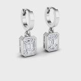18k TE021 Emerald Cut Illusion Setting Diamond Earrings for Girls & Women