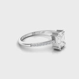 TR020 -Diamond ring / 18k Emerald Cut Illusion Setting Diamond / Step cut mosaic Pie cut diamond